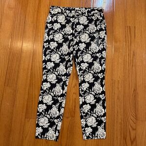 Gap Signature Skinny Ankle Khaki Pants Navy White Floral Mid Rise Size 8 NWT